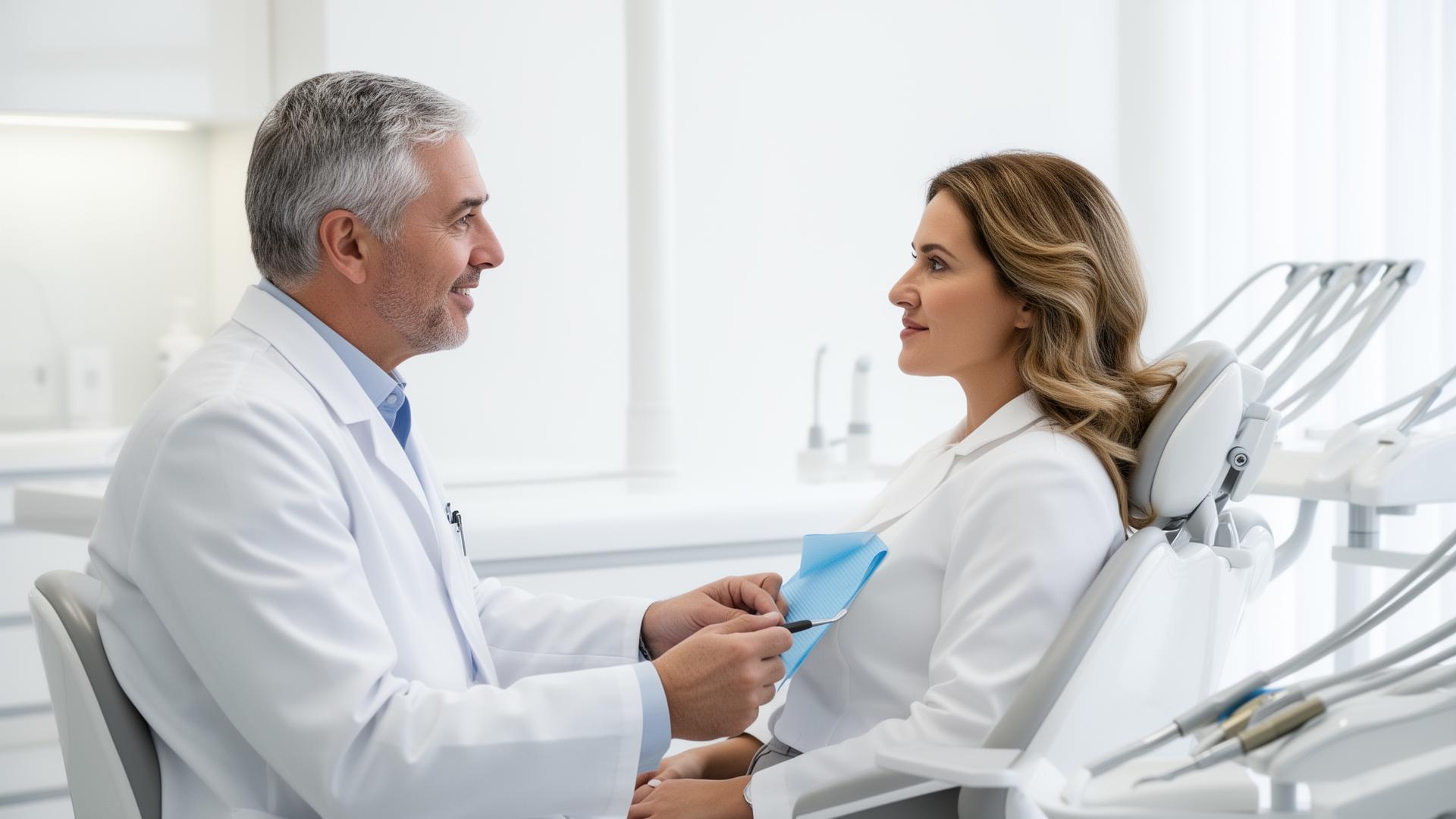 Dentista especialista em DTM atendendo paciente em consultório premium em Brasília